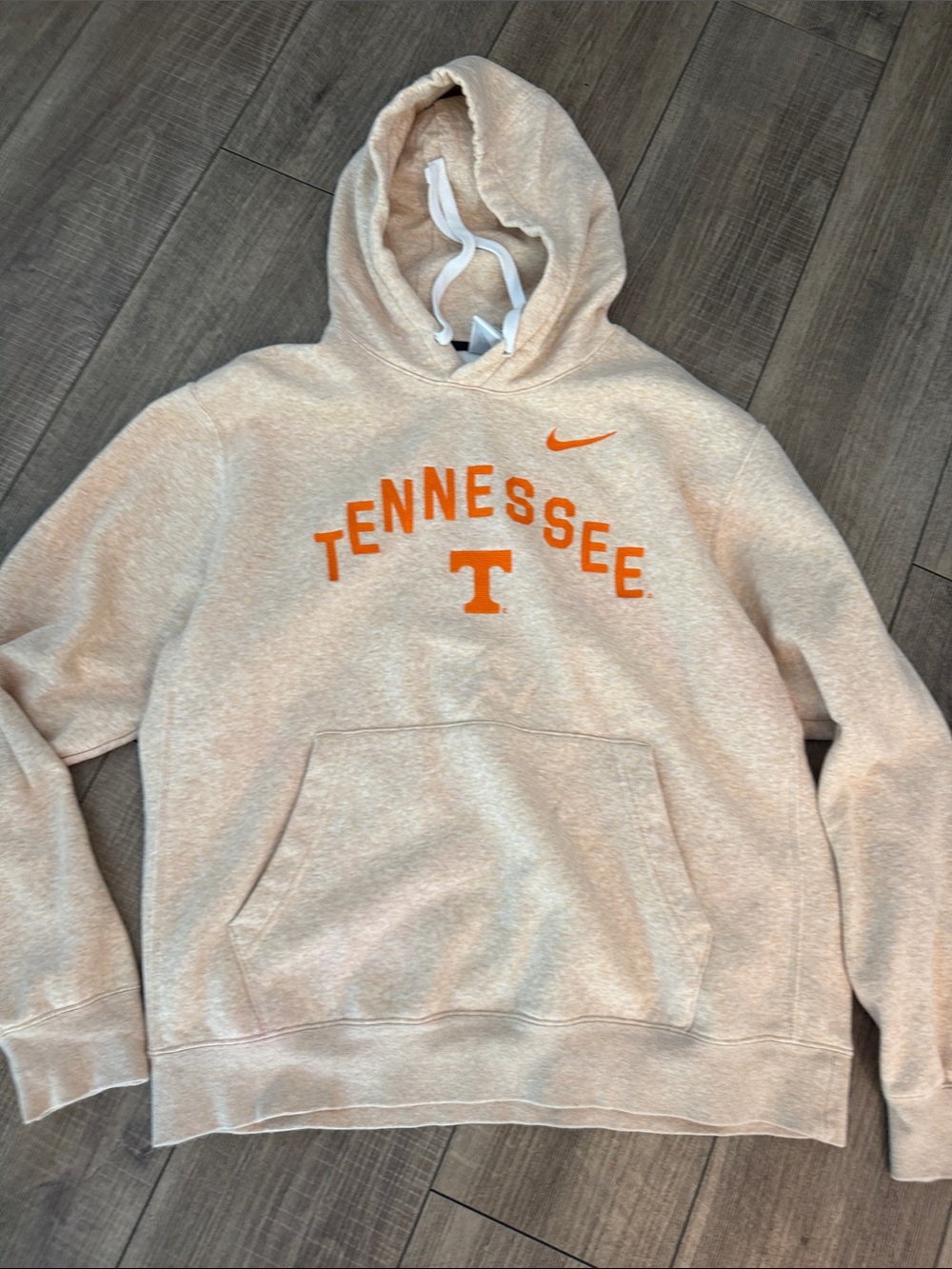 Nike University of Tennessee Beige Hoodie Sweatshirt Orange  Embroidered Large